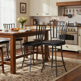 Sunvega Commercial Grade Swivel Counter Stool with Upholstered Seat and Footrest