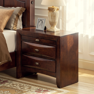Sunvega Cherry Solid Wood Contemporary Nightstand with 2-Drawers and Nickel Knob Pulls