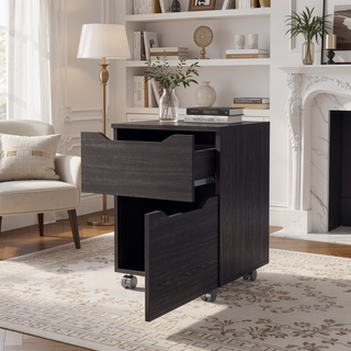 Sunvega Compact Nightstand with Door and Drawer for Small Spaces
