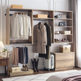 Sunvega Modular Oak Wood Closet System with Ample Storage and Warm Finish
