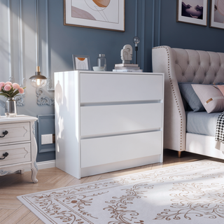 Sunvega White Contemporary Three Drawer Dresser with Pull Out Mechanism