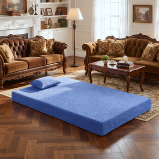 Sunvega 7inch Twin Mattress and Pillow Set with Gel-Infused Memory Foam in Blue