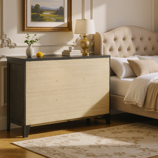 Sunvega Dark Cocoa Six-Drawer Dresser Cabinet with Brushed Nickel Hardware