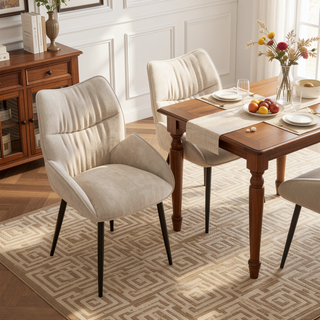 Sunvega Luxury Velvet Dining Chair Set with High Rebound Cushion and Stable Metal Frame