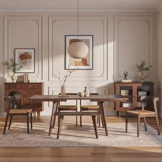 Sunvega Solid Red Oak Wood Bench with Tapered Legs for Dining and Entryway