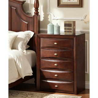 Sunvega Cherry Solid Wood Contemporary Nightstand with 2-Drawers and Nickel Knob Pulls