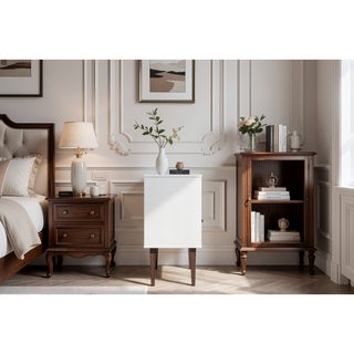 Sunvega Modern Nightstand with Drawer and Cubby for Bedroom or Living Room