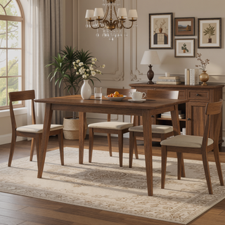 Sunvega Modern Solid Wood Rectangular Dining Kitchen Table 47 Inch Water-Resistant