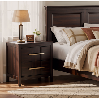 Sunvega Gray Transitional Style Nightstand with Felt-lined Drawers and Nickel Hardware