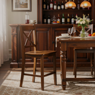 Sunvega Counter Height 5pc Dining Set with Walnut Finish and 4 Chairs