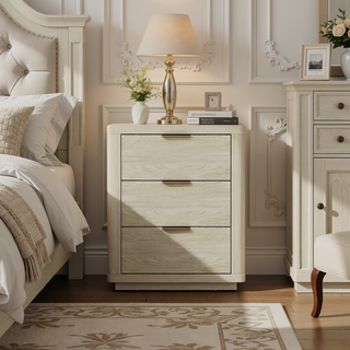 Sunvega Modern Charcoal Gray Nightstand with 3 Full Extension Drawers