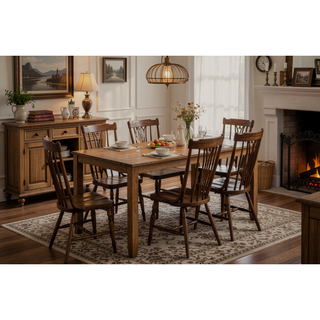 Sunvega Walnut Square Wood Dining Table for Kitchen with Counter Height and Tapered Legs
