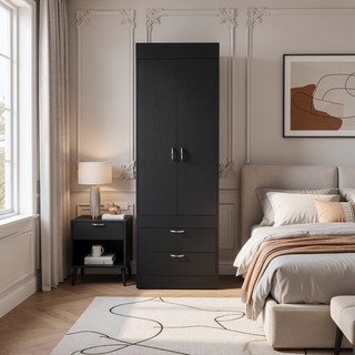 Sunvega Alabama Armoire with Double Door Cabinet and Two Bottom Drawers