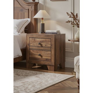 Sunvega Brown Cherry Finish Contemporary Fabric Panel Bed in One Box