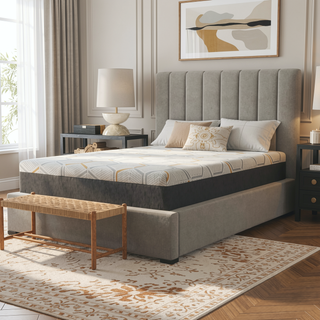Sunvega 12" Copper Gel Cooling Memory Foam Mattress with Edge Support and Air Grid Base