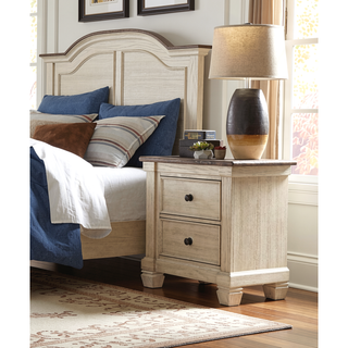Sunvega Transitional Rustic Nightstand with 2 Dovetail Drawers Flat Knobs