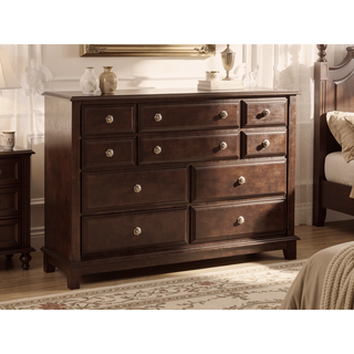 Sunvega Cappuccino Wood Veneer Night Stand with Silver Hardware for Bedroom