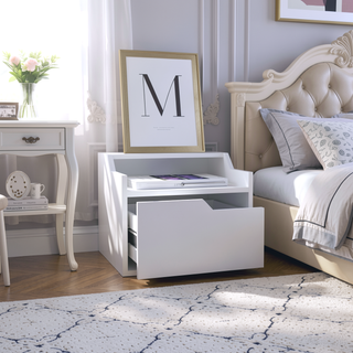 Sunvega Floating Nightstand with Single Drawer and Sleek Two-Tiered Shelf Surfaces for Bedroom