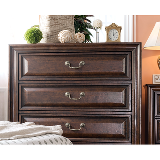 Sunvega Transitional Style Wooden Inlay Design Chest with English Dovetail Drawers