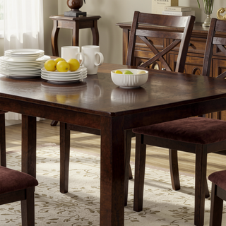 Sunvega Transitional Espresso Finish 7pc Dining Table Set with Cross Back Chairs