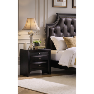 Sunvega Black 2-Drawer Nightstand with Tray for Bedroom Storage