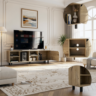 Sunvega TV Stand with Four Open Shelves and Five Legs for TVs up to 70 Inches