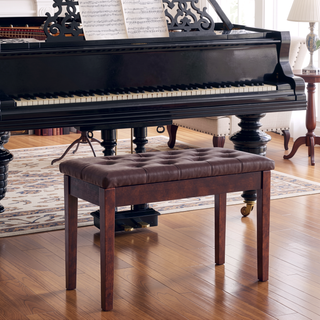 Sunvega Traditional Country Style Faux Leather Tufted Piano Bench for Two