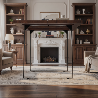 Sunvega Dark Walnut Acacia Wood Dining Table with Iron Legs for 6