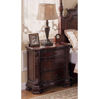 Sunvega Traditional Style End Table with Marble Top and Three Drawers