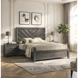Sunvega Contemporary Gray Rustic Finish Wooden Nightstand with Two Storage Drawers