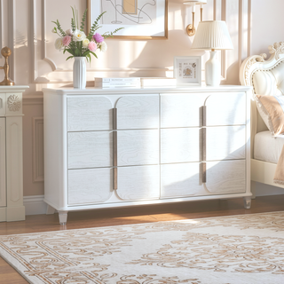 Sunvega White Upholstery Dresser with Textured Drawer Fronts and Spacious Drawers