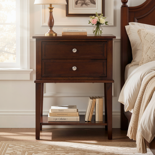 Sunvega Elegant Contemporary Nightstand with Open Shelf for Compact Storage