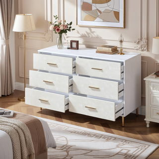 Sunvega Modern Nightstand with Patterned Drawer Fronts and Three Spacious Storage Drawers