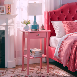 Sunvega Bright Pink Contemporary Nightstand with Durable Construction for Modern Decor
