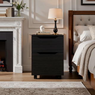 Sunvega Modern Ethan Open Shelves Nightstand With One Door For Bedroom Storage