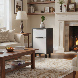 Sunvega Tall Nightstand with Large Drawer and Cabinet for Bedroom or Living Room