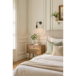 Sunvega Minimalist Oak-ish Finish Solid Wood Wall Mounted Nightstand with Two Drawers