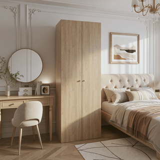 Sunvega 2-Door Black Armoire with Hanging Rod and Storage Shelf for Bedroom