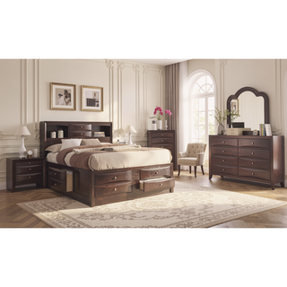 Sunvega Contemporary 2 Drawer Nightstand End Table with Jewelry Tray in Brown Finish