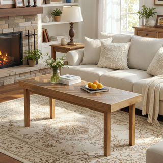 Sunvega Handcrafted Mango Wood Dining Bench with Natural Boho Style