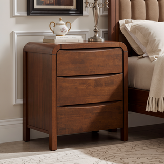 Sunvega Mid Century Modern Solid Wood 3-Drawer Nightstand Bed Side Table