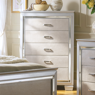 Sunvega Contemporary Silver Chest with Crocodile Texture Diamond Crust Handles