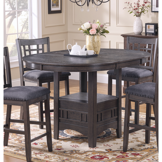Sunvega Round Counter Height Dining Table with Leaf and Open Storage Base