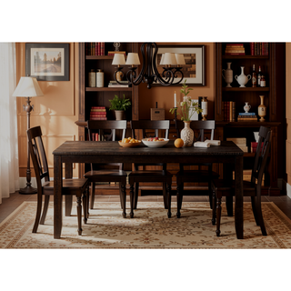 Sunvega Gray Finish 5pc Dining Set with 4 Fabric Upholstered Chairs