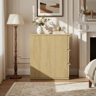 Sunvega Modern Nightstand with 3 Drawers and Minimalist Silhouette for Bedroom Use
