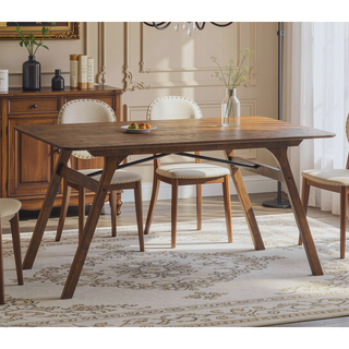 Sunvega Walnut Finish Rectangular Wooden Tabletop Casual Dining Furniture