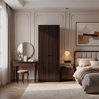 Sunvega 2-Door Black Armoire with Hanging Rod and Storage Shelf for Bedroom