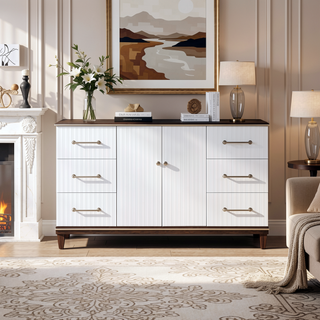 Sunvega Modern White and Cherry Finish Nightstand with Two Dovetail Drawers