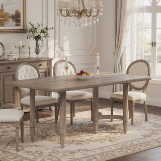 Sunvega Counter Height Dining Table with Double Pedestal Base in Sand Finish
