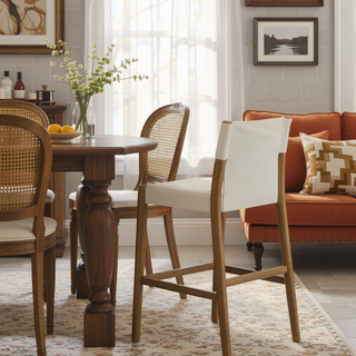Sunvega Modern Solid Wood Bar Stool with Neutral Tone and Contoured Cushion for Kitchen Island